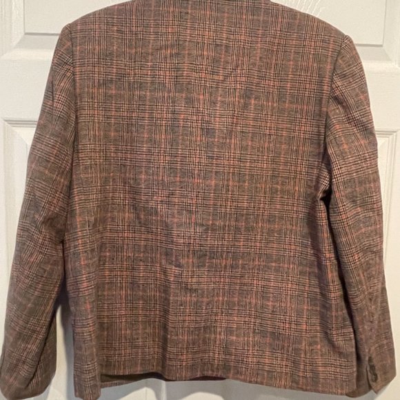 VTG EH Woods Womans Blazer Size 14 Plaid twead Career Wool Blend - Y993 - Picture 2 of 8